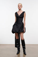 FABIANNE SILK MINI DRESS | BLACK