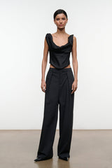 OLIVIA SILK TOP | BLACK